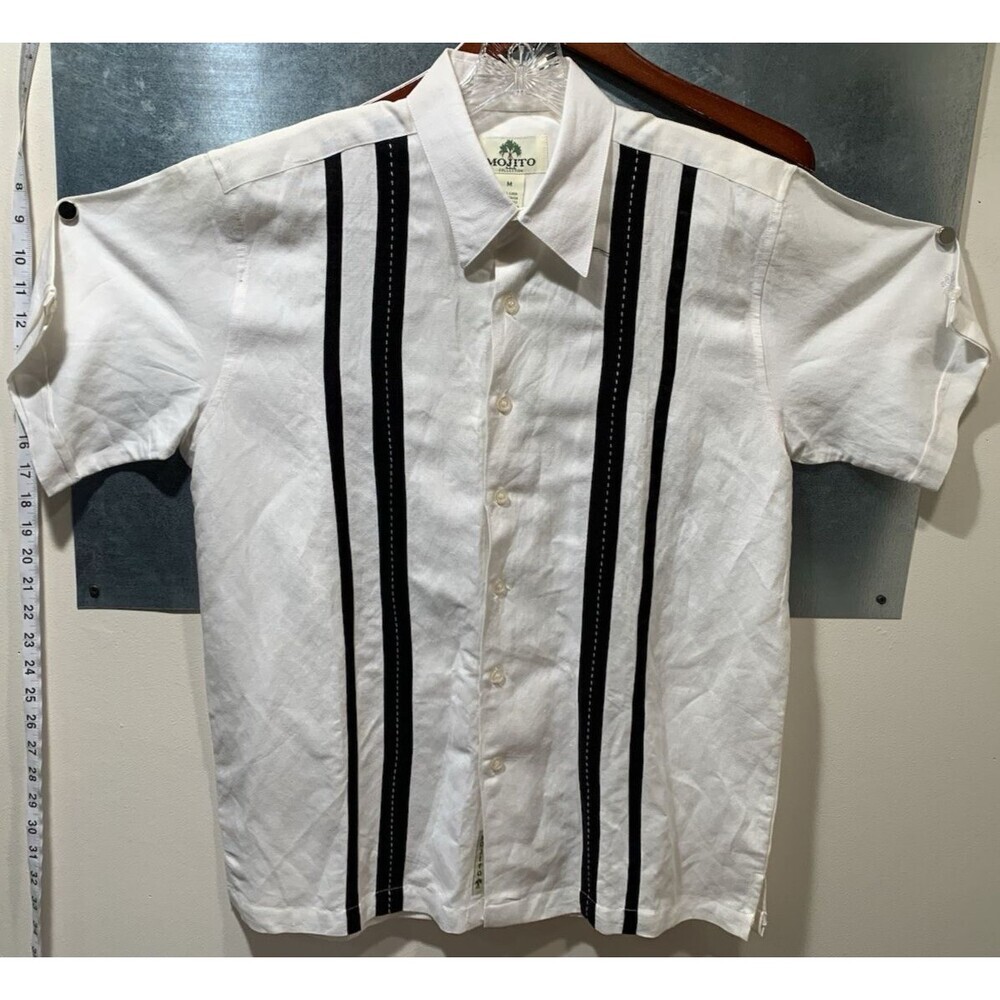 Mojito Collection No Pockets Shirt with Contrast Trim Linen Blend Short Sleeve M